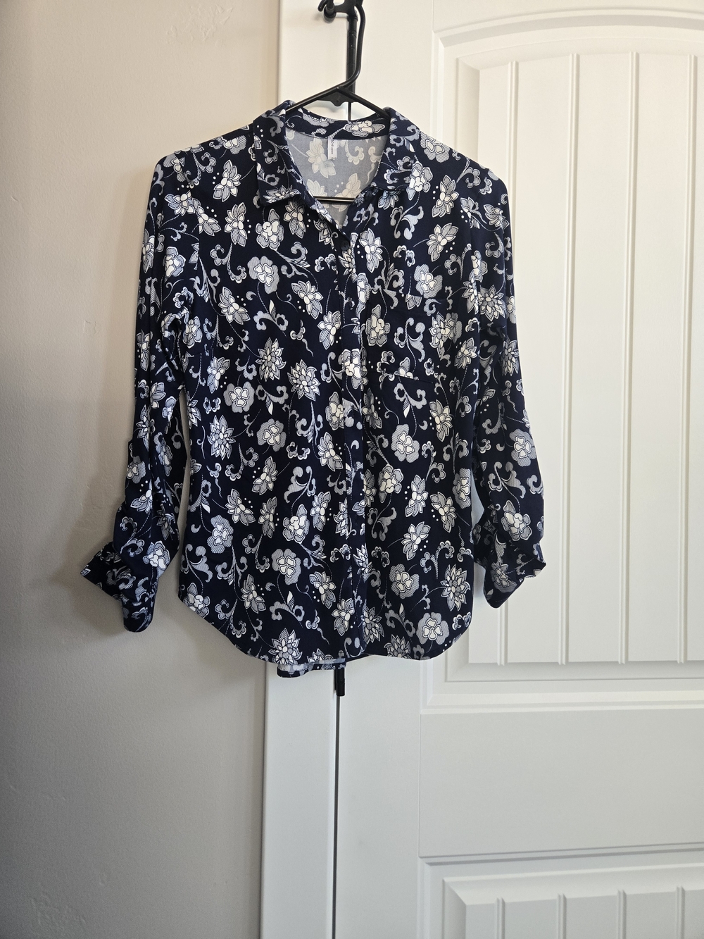 DNA couture Navy Floral Button-Down Shirt